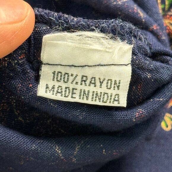 Lapogee India 100% Rayon Blue Orange Floral Long Tank Maxi Tunic Dress medium - Picture 8 of 9